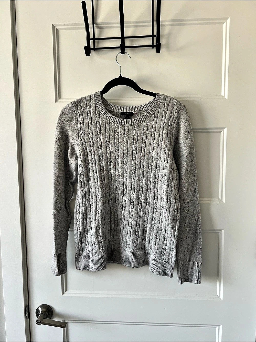 Talbots Cable Knit Sweater Gray & Pink Size Medium Like New